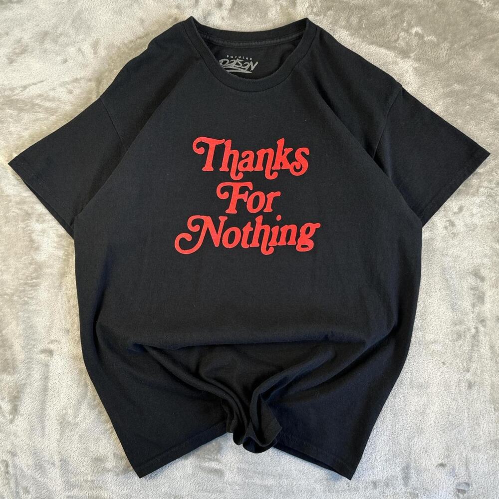 Popular Poison “Thanks For Nothing” Graphic T Shirt Mens Large Black Red Text
